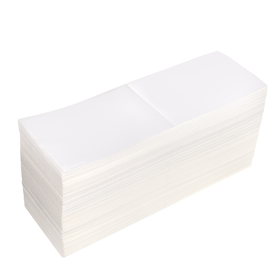 白色打孔永久粘合剂折叠式折叠式直接热敏标签，用于热敏打印机4 \“ x 6 \”